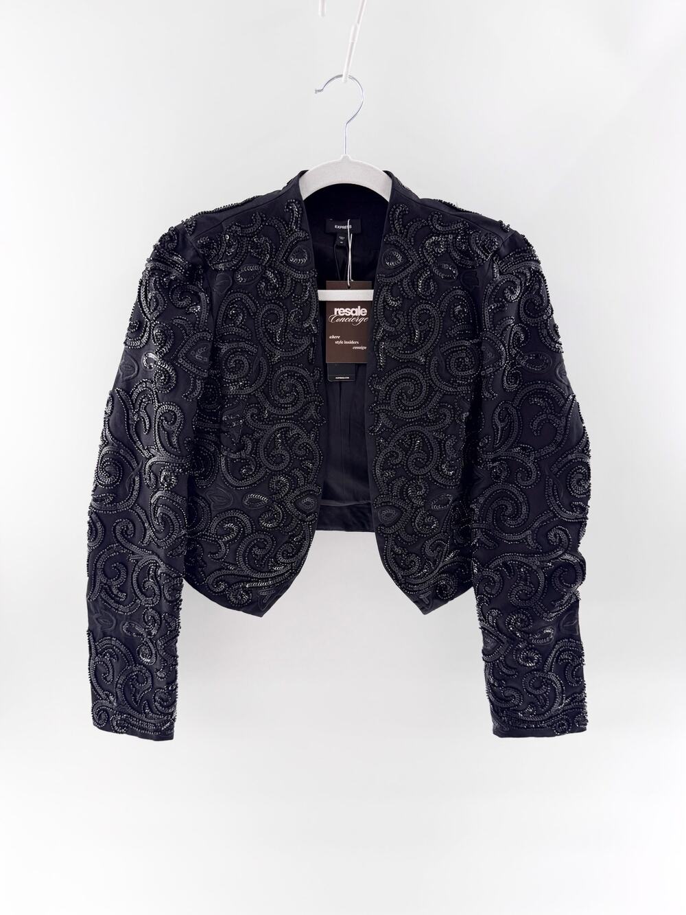 NWT Express Embellished Long Sleeve Crop Bolero Jacket Black Women's Size XS